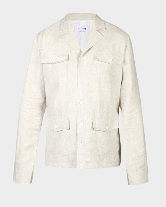 Front of the muslin shirt jacket for men by Luxire