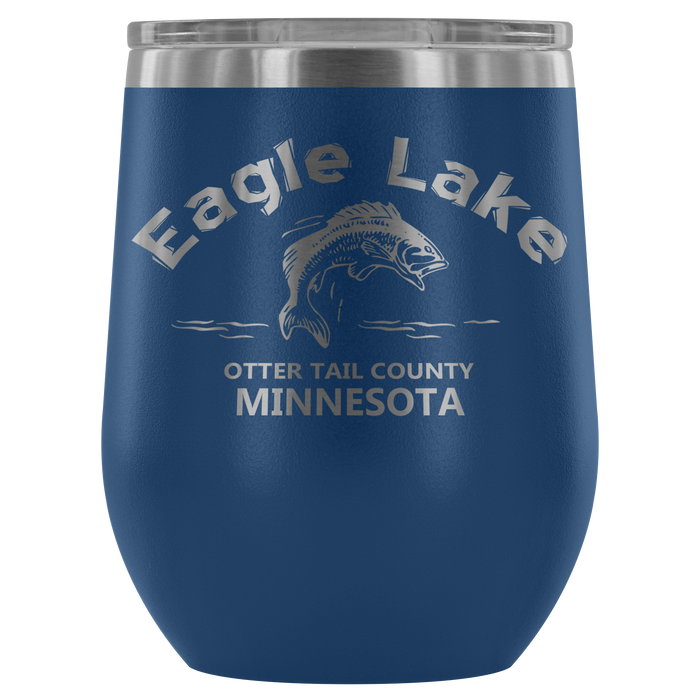 12-Ounce Stemless Wine Tumbler, Eagle Lake Bass OTC, Many Colors