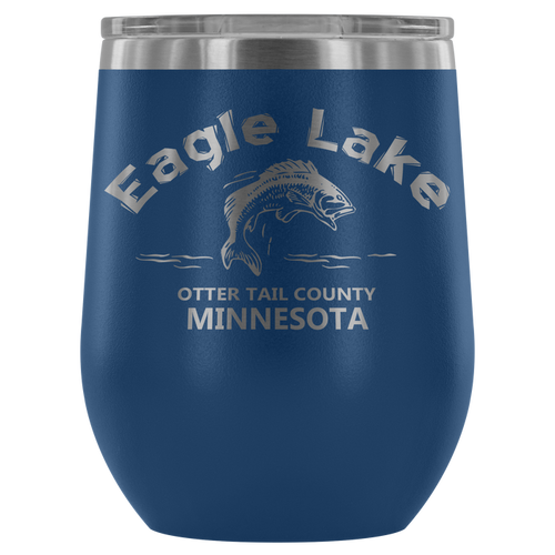 12-Ounce Stemless Wine Tumbler, Eagle Lake Bass OTC, Many Colors