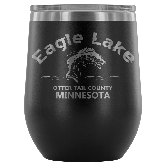 12-Ounce Stemless Wine Tumbler, Eagle Lake Bass OTC, Many Colors