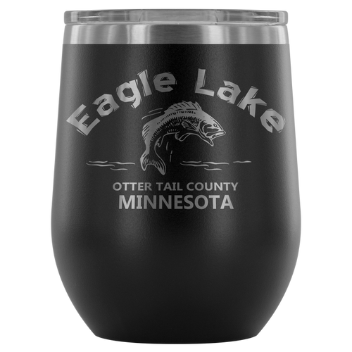 12-Ounce Stemless Wine Tumbler, Eagle Lake Bass OTC, Many Colors