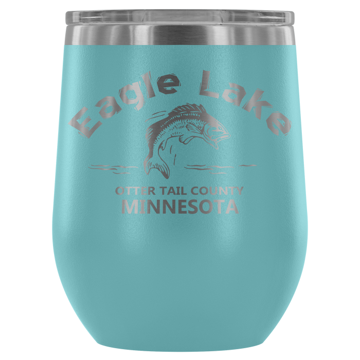 12-Ounce Stemless Wine Tumbler, Eagle Lake Bass OTC, Many Colors