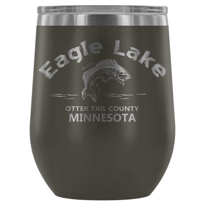 12-Ounce Stemless Wine Tumbler, Eagle Lake Bass OTC, Many Colors
