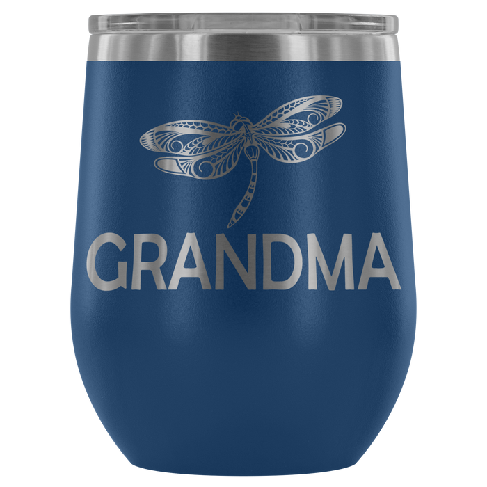12-Ounce Stemless Wine Tumbler, GRANDMA, Dragonfly