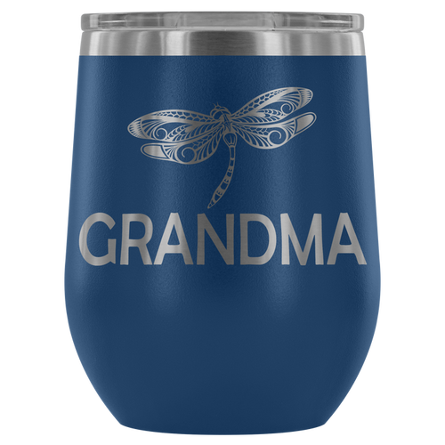 12-Ounce Stemless Wine Tumbler, GRANDMA, Dragonfly