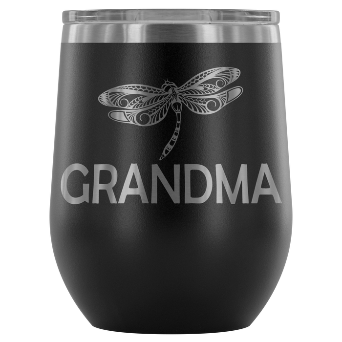 12-Ounce Stemless Wine Tumbler, GRANDMA, Dragonfly