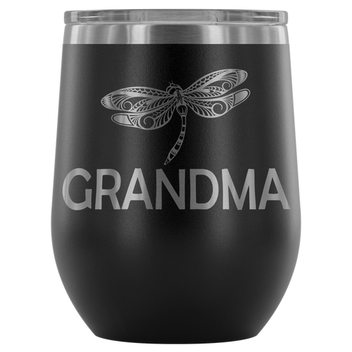 12-Ounce Stemless Wine Tumbler, GRANDMA, Dragonfly