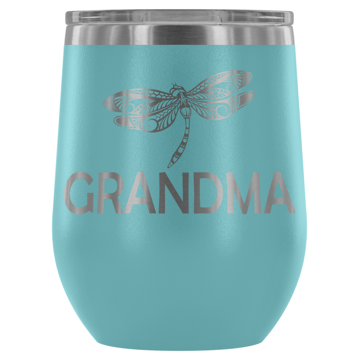 12-Ounce Stemless Wine Tumbler, GRANDMA, Dragonfly