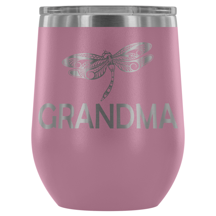 12-Ounce Stemless Wine Tumbler, GRANDMA, Dragonfly