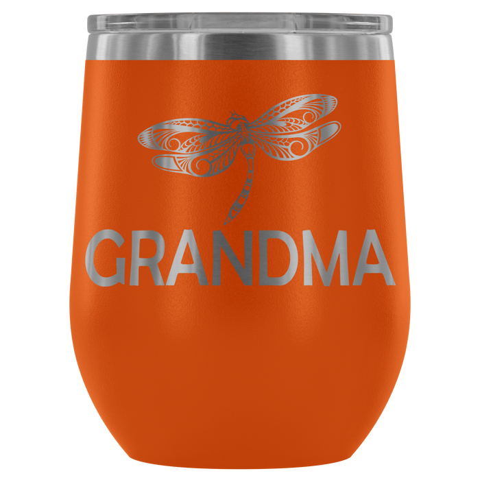 12-Ounce Stemless Wine Tumbler, GRANDMA, Dragonfly