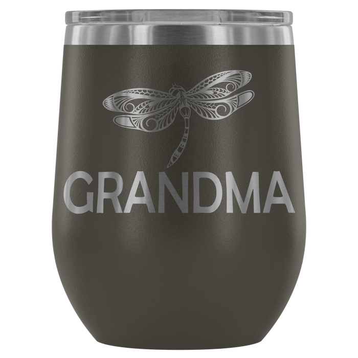 12-Ounce Stemless Wine Tumbler, GRANDMA, Dragonfly