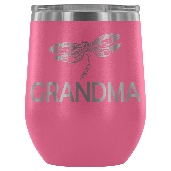 12-Ounce Stemless Wine Tumbler, GRANDMA, Dragonfly