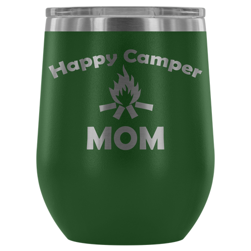 12-Ounce Stemless Wine Tumbler, MOM, Happy Camper