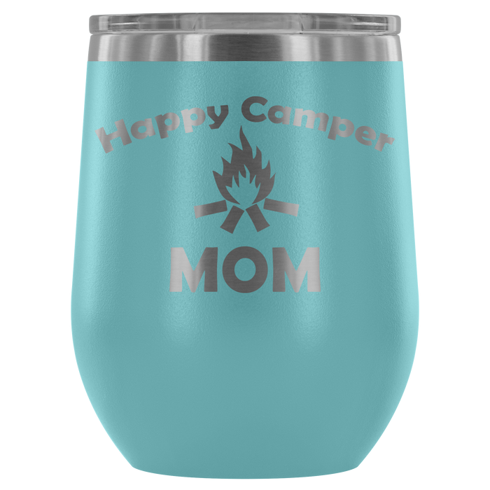 12-Ounce Stemless Wine Tumbler, MOM, Happy Camper