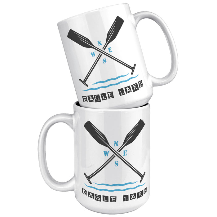 15 oz Mug Eagle Lake Paddles Black/Teal