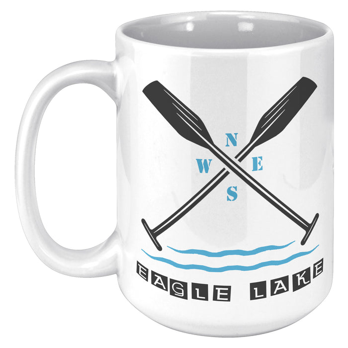 15 oz Mug Eagle Lake Paddles Black/Teal