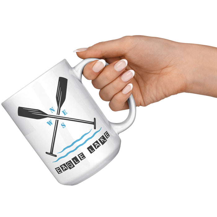 15 oz Mug Eagle Lake Paddles Black/Teal