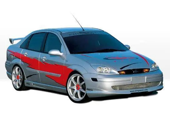 2000-2004 Ford Focus 4 doors POLYURETHANE Black Side Skirts-1