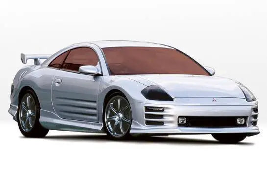 2000-2005 Mitsubishi Eclipse 2 doors POLYURETHANE Black Side Skirts-1