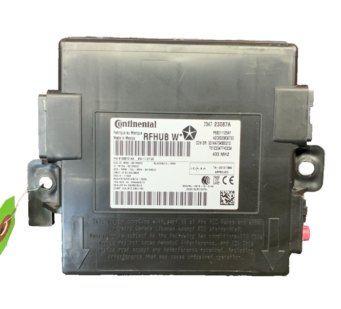 2016-2017 GRAND CHEROKEE DURANGO RFHUB KEYLESS ENTRY RECEIVER MODULE 68211125AE