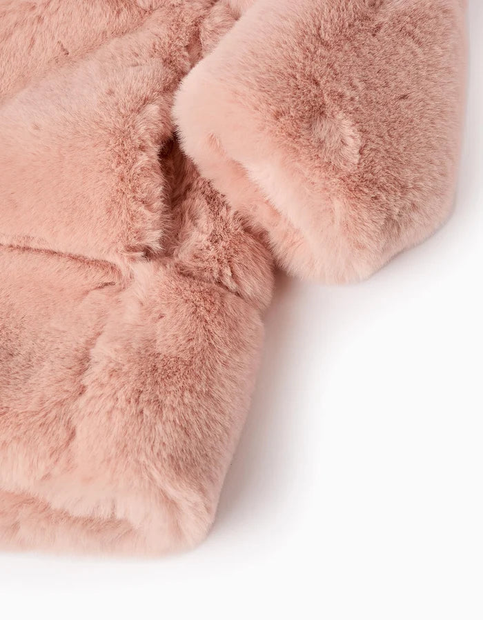 Abrigo De Pelo Con Capucha Para Niña Rosa ZIPPY
