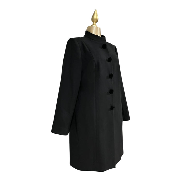 Abrigo Recto Cuello Mao Negro Para Dama MUSSI