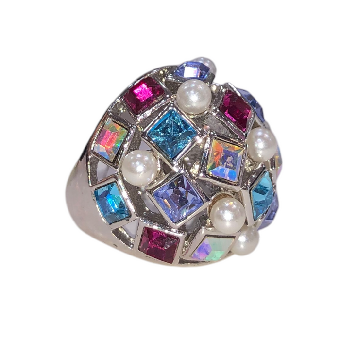 Anillo Grande Piedras Multicolor