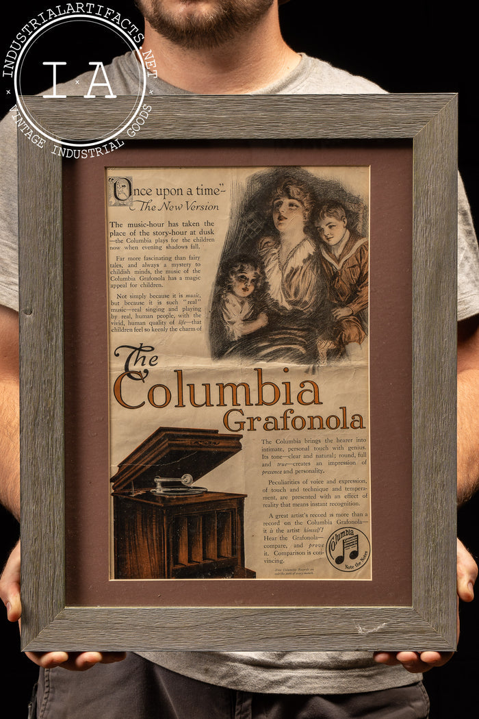 Antique Framed Columbia Grafonola Print Advertisement