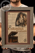 Antique Framed Columbia Grafonola Print Advertisement