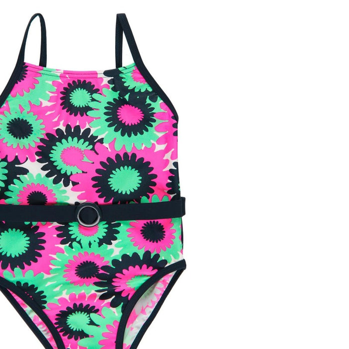 Bañador floreado para niña con cinturón BOBOLI