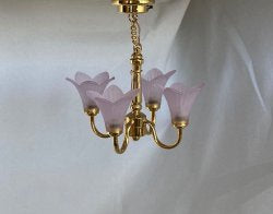 Battery Operated LED 4 Arm Brass Chandelier - Purple Tulip C6PR