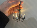 Battery Operated LED 6 Arm Silver Chandelier - White Bulbs C13