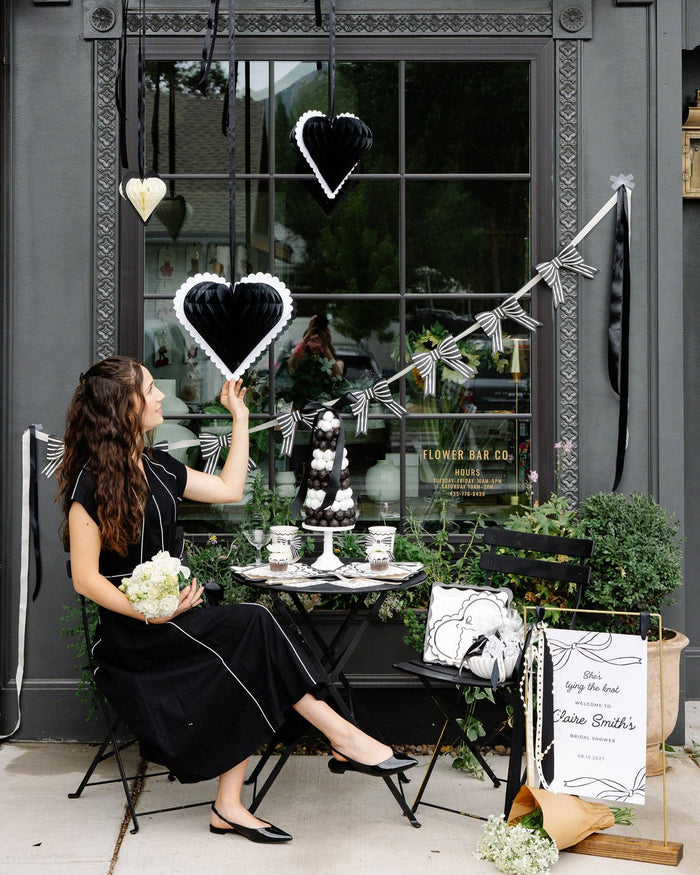 Black & White Hanging Honeycomb Hearts - bubblegum market