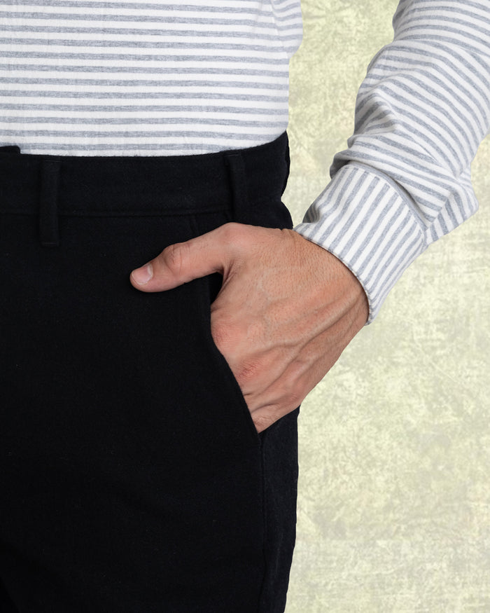 Black Wool Chino