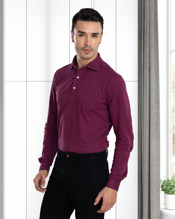 Model wearing mens wool jeans by Luxire in black 2