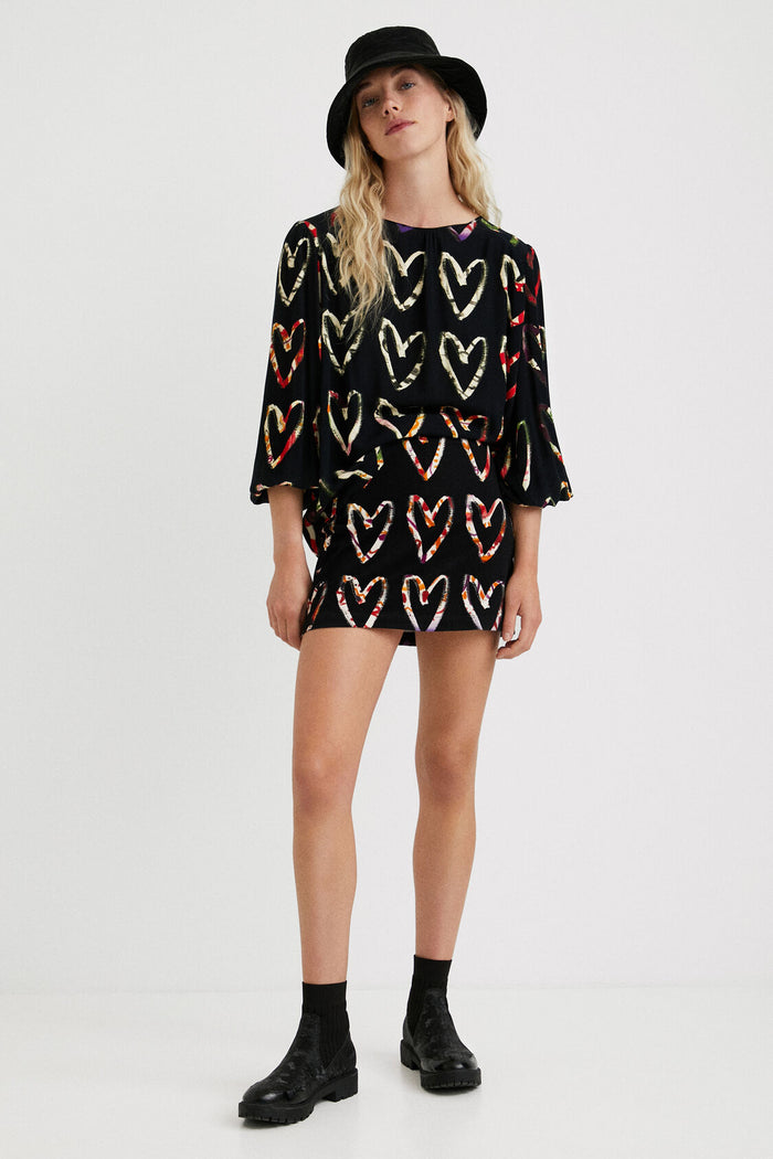 Blusa loose crepe corazones DESIGUAL