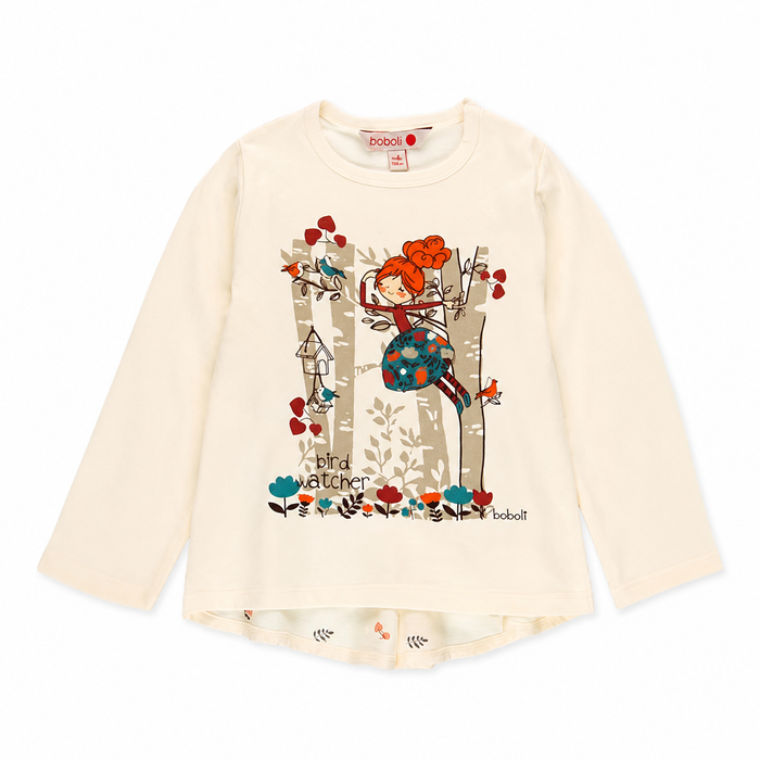 Bluson hojas crudo manga larga “bird watcher” bebe y niña BOBOLI