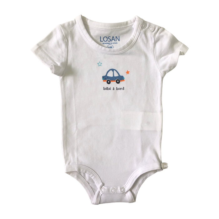 Bodys Dos Piezas Blanco Para Bebé Niño Carritos Losan