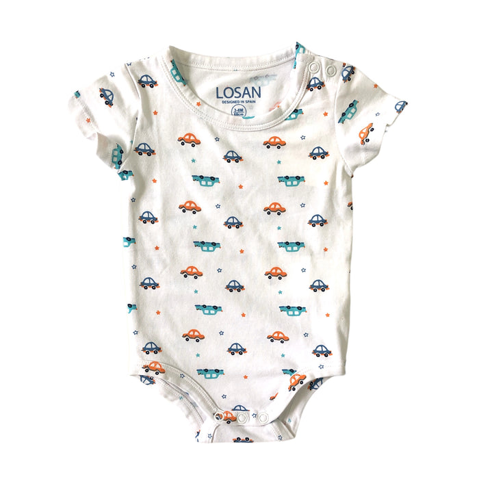 Bodys Dos Piezas Blanco Para Bebé Niño Carritos Losan