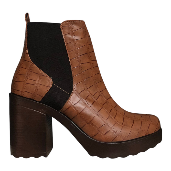 Bota Croco Café Tan Para Dama Via Libera