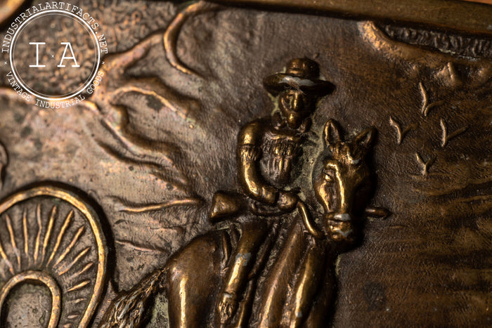 Brass Cowboy With Caravan Belt Buckle