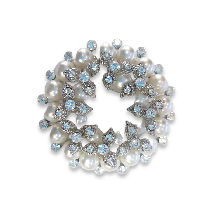 Broche Elegante Para Ropa De Mujer Circulo Perlas