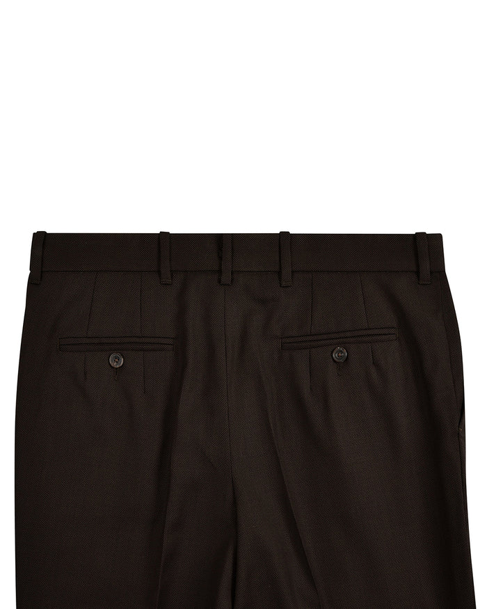 Brown Wool Birdseye Dress Pant