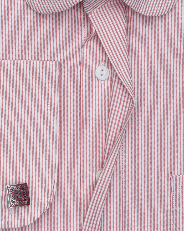 Burnt Orange Dress Stripes Seersucker