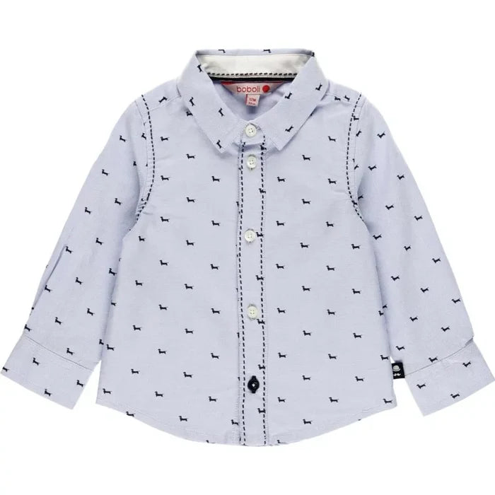 Camisa Azul cielo diseño perritos para bebe y Niño BOBOLI
