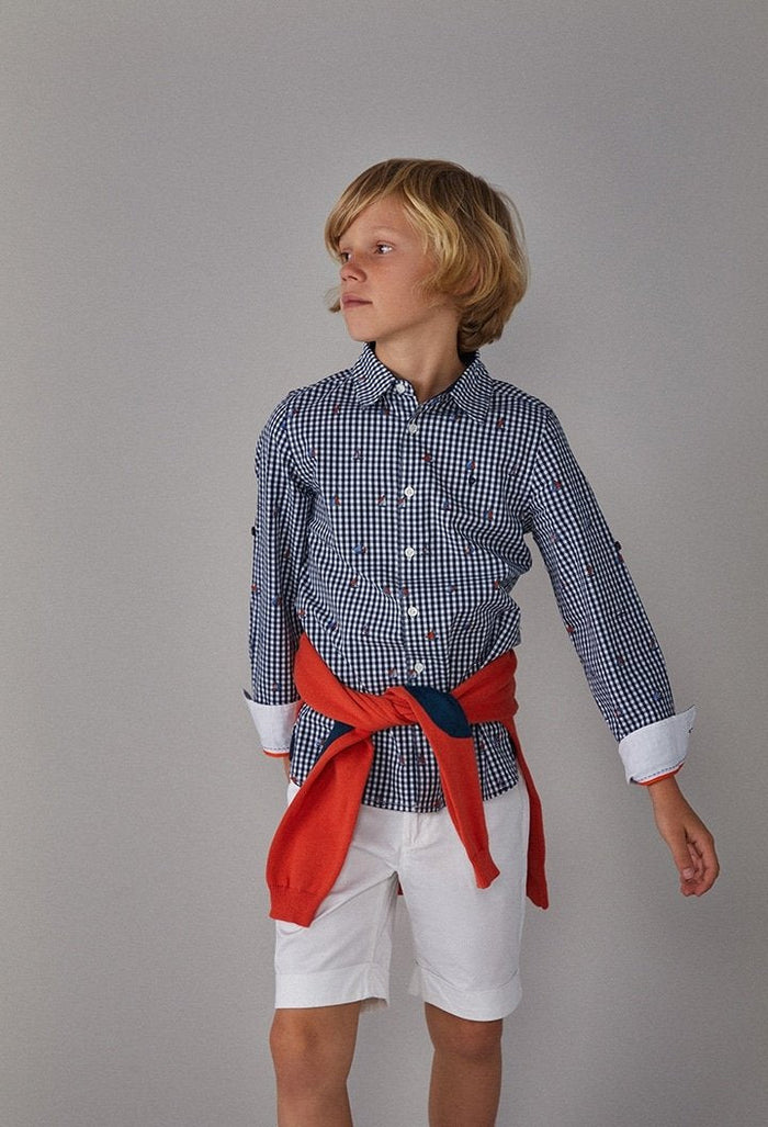 Camisa cuadros de popelín para niño BOBOLI