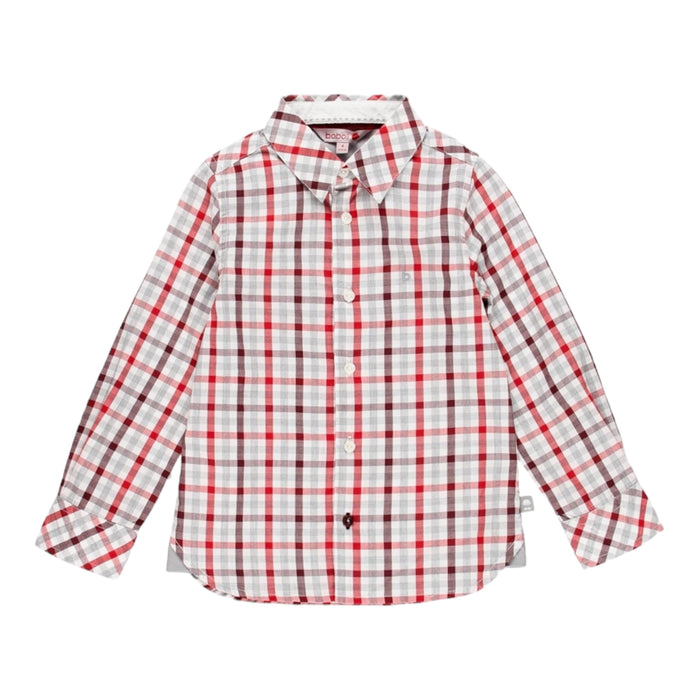 Camisa cuadros rojo/gris niño BOBOLI