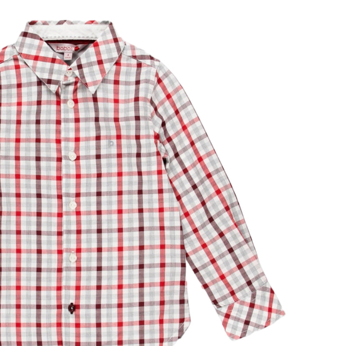 Camisa cuadros rojo/gris niño BOBOLI