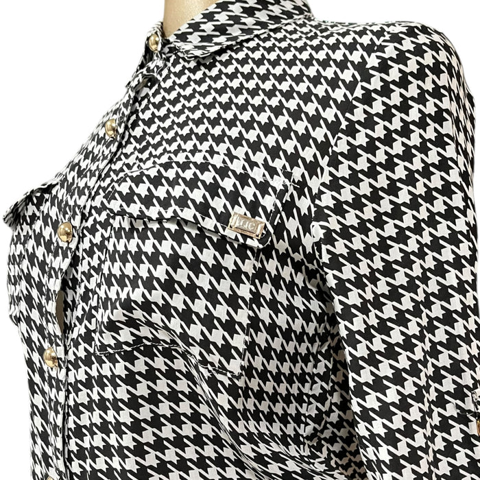 Camisa Estampado Pata De Gallo Blanco/Negro LC