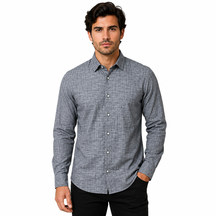 Camisa Gris Bordado  Para Caballero ZAREVICH COLLECTION